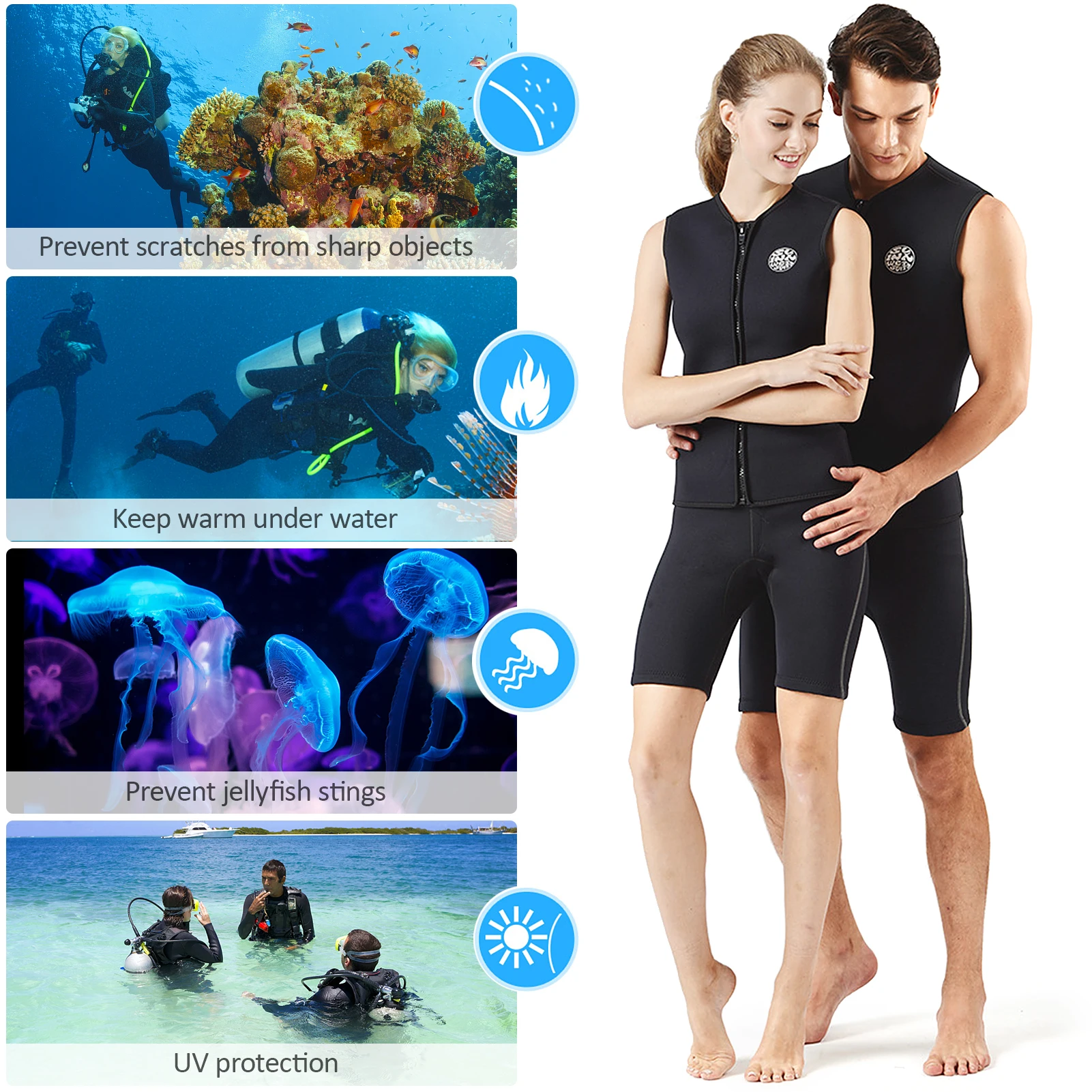 3mm Neoprene Wetsuit Top Vest Wetsuit Vest Jacket Swimwear Thermal Warm Sleeveless Vest for Diving Surfing Swimming Sailing
3mm Neoprene Wetsuit Top Vest Wetsuit Vest Jacket Swimwear Thermal Warm Sleeveless Vest for Diving Surfing Swimming Sailing