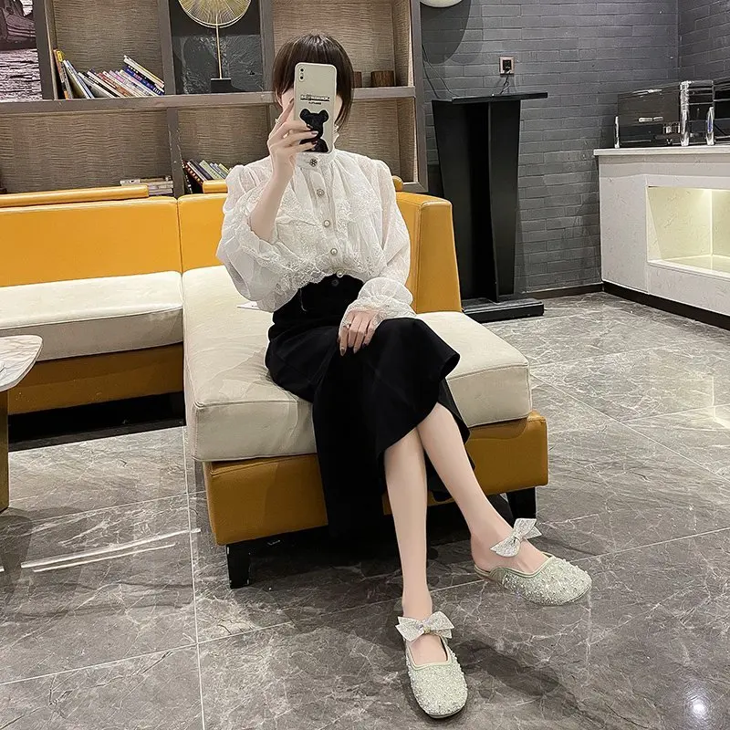 2021 Summer New Style Baotou Rhinestone Bow Slippers Women's Comfortable Soft Sole Single Shoes Flat Women's Shoes
2021 Summer New Style Baotou Rhinestone Bow Slippers Women's Comfortable Soft Sole Single Shoes Flat Women's Shoes