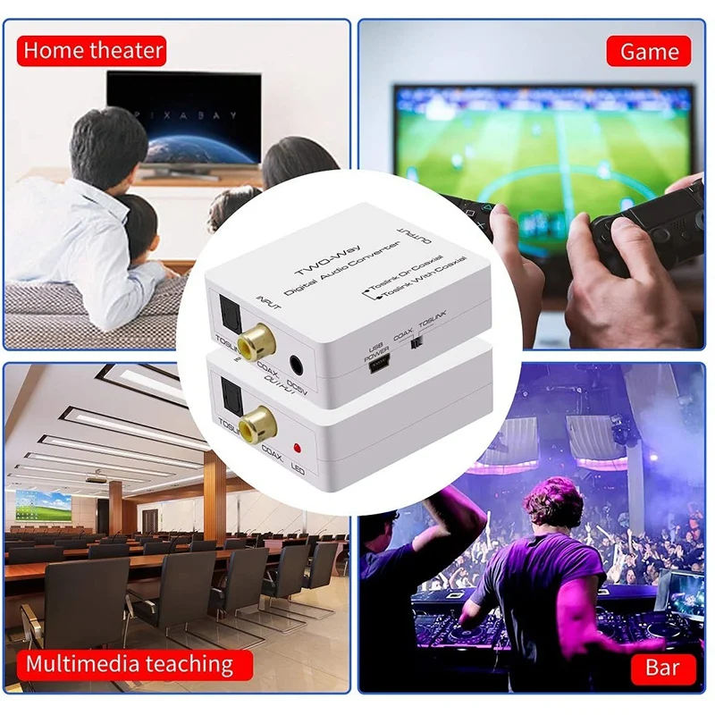 Optical to Coax Bi-Directional SPDIF Toslink to Coaxial Swtich Digital Audio Converter Splitter Adapter
Optical to Coax Bi-Directional SPDIF Toslink to Coaxial Swtich Digital Audio Converter Splitter Adapter