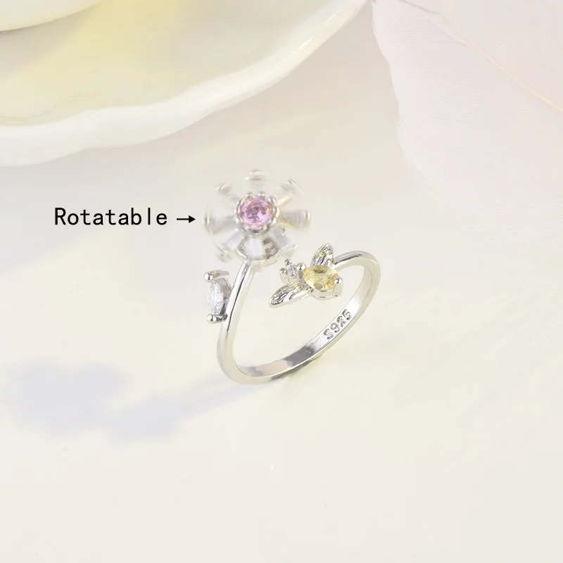 New Chic Flowers Can Be Rotated Insect Ring For Women Party Jewelry Fashion 925 Silver Rings Cute Girl Birthday Present KOFSAC
New Chic Flowers Can Be Rotated Insect Ring For Women Party Jewelry Fashion 925 Silver Rings Cute Girl Birthday Present KOFSAC