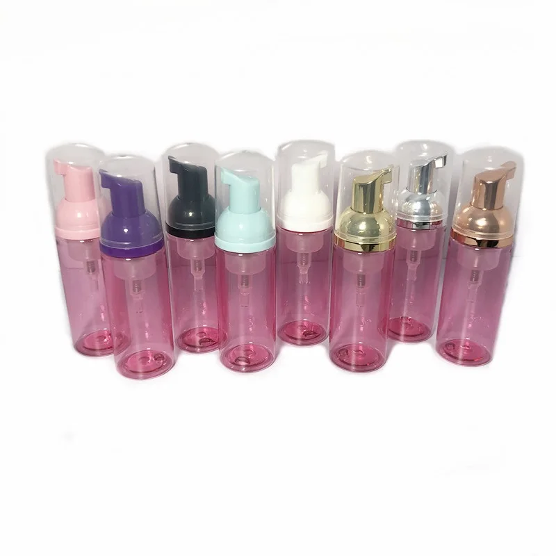 

Empty Facial Cleanser Hand Sanitizer Foam Bottle 60ml Clear Pink PET Plastic Portable Lotion Refillable Mousse Bottle 20pieces