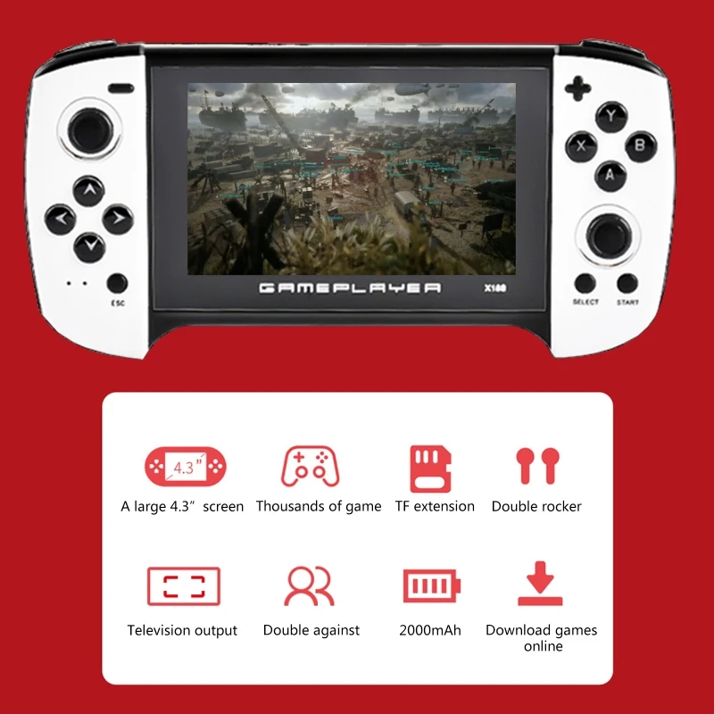 X18Plus Handheld Game Console 4.3 Inch Large Screen Dual Joystick 64-bit Classic Games Support for Connecting TV
X18Plus Handheld Game Console 4.3 Inch Large Screen Dual Joystick 64-bit Classic Games Support for Connecting TV
