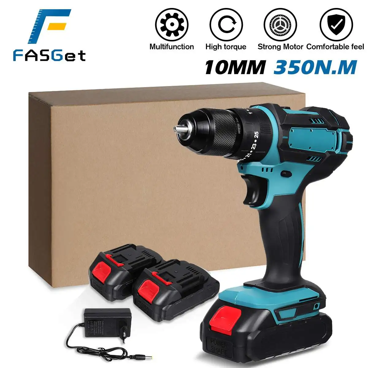 FASGet Brushless Electric Drill 20 Torque 350N.M Cordless Screwdriver 10mm Chuck Li-ion Battery Electric Power Screwdriver Drill
FASGet Brushless Electric Drill 20 Torque 350N.M Cordless Screwdriver 10mm Chuck Li-ion Battery Electric Power Screwdriver Drill
