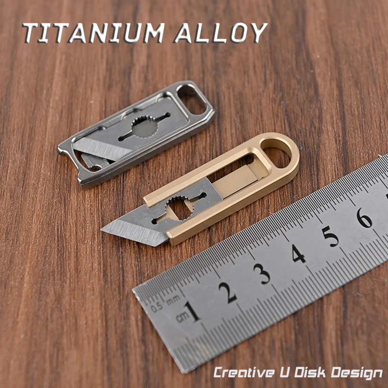 

Titanium Alloy Mini Knife Sharp Brass Knife Demolition Express Knife Keychain Pendant Letter Opener Unboxing Portable EDC Tool