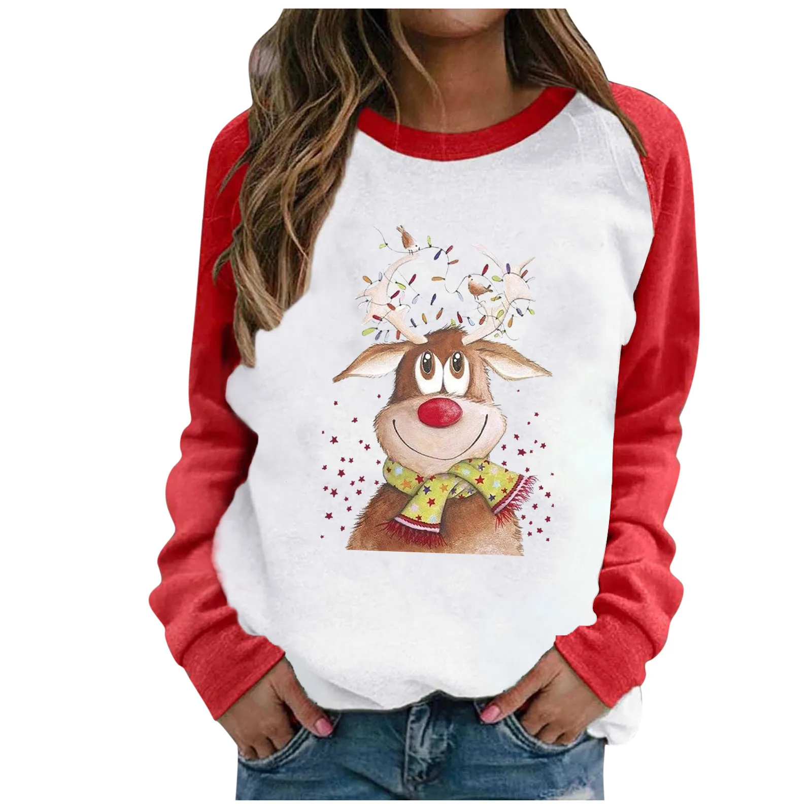 Women's Pullover Fashion Merry Christmas Print Long-sleeved Round Neck Sweatshirt Casual Blouse Pullover Casual Jacket
Women's Pullover Fashion Merry Christmas Print Long-sleeved Round Neck Sweatshirt Casual Blouse Pullover Casual Jacket