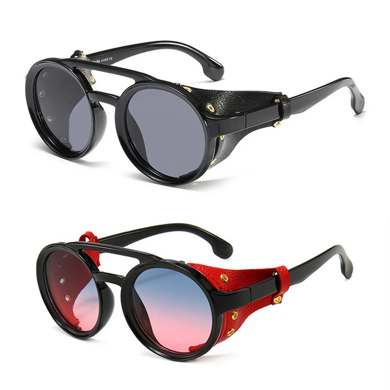 Cool Fashion Steampunk Glasses Luxury Designer Round Women Sunglasses Vintage Leather Side Shield Car Driving Sunglasses for Men
Cool Fashion Steampunk Glasses Luxury Designer Round Women Sunglasses Vintage Leather Side Shield Car Driving Sunglasses for Men
