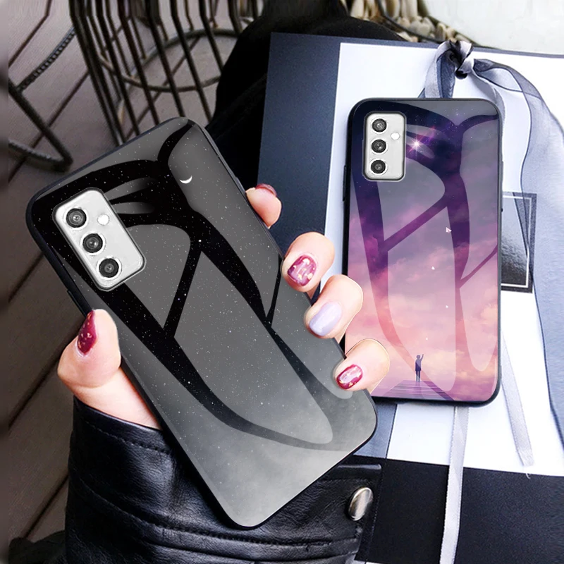 Чехол из закаленного стекла со звездами для Samsung Galaxy M52 5G чехол жесткого |