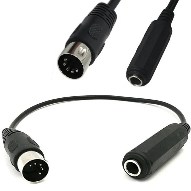 

MIDI CABLE 5-Pin Din Male to Monoprice 6.35mm (1/4 Inch) Female TRS Stereo Audio Extension Cable for MIDI keyboard 0.3m