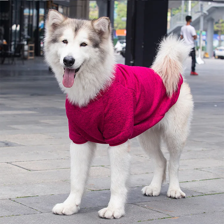 Фото Классическая однотонная зимняя Флисовая теплая одежда для крупных собак