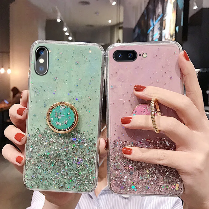Чехол для телефона iPhone 11 чехол XR X XS MAX 6 6s 7 plus iphon12 pro max блестящий с кольцом