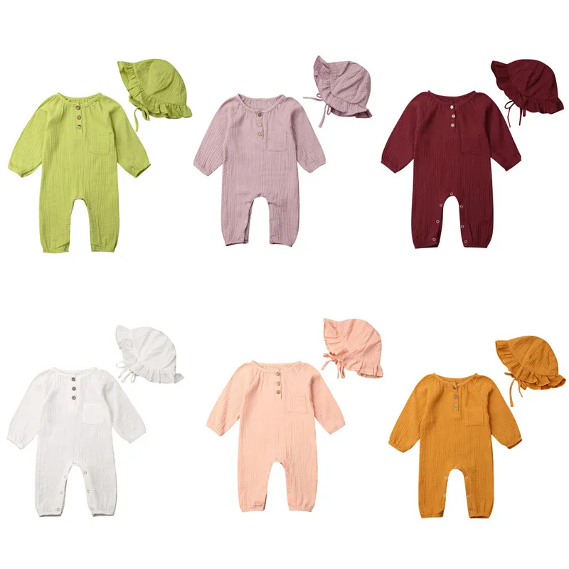 0-24M Newborn Infant Baby Boy Girl Cotton Romper+Hat Solid Color Long Sleeve Autumn Jumpsuit Casual Baby Boy Girl Clothes Outfit
0-24M Newborn Infant Baby Boy Girl Cotton Romper+Hat Solid Color Long Sleeve Autumn Jumpsuit Casual Baby Boy Girl Clothes Outfit