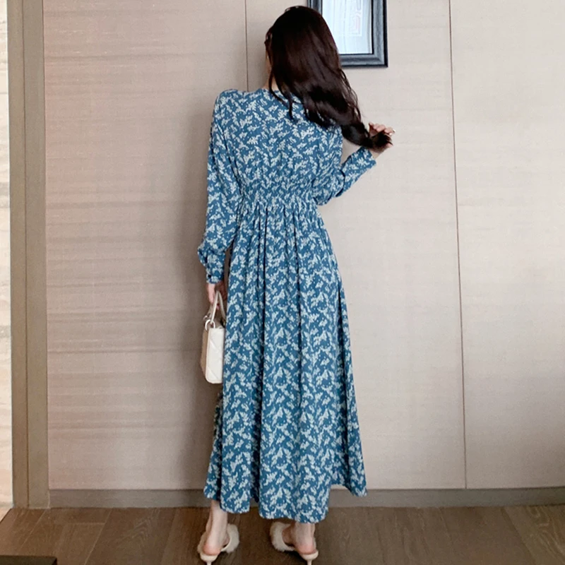 Women Long Sleeve Floral Chiffon Dress Autumn 2020 Runway Ruched High-waist Elegant Korean Long Dress Vintage Casual Party Night
Women Long Sleeve Floral Chiffon Dress Autumn 2020 Runway Ruched High-waist Elegant Korean Long Dress Vintage Casual Party Night