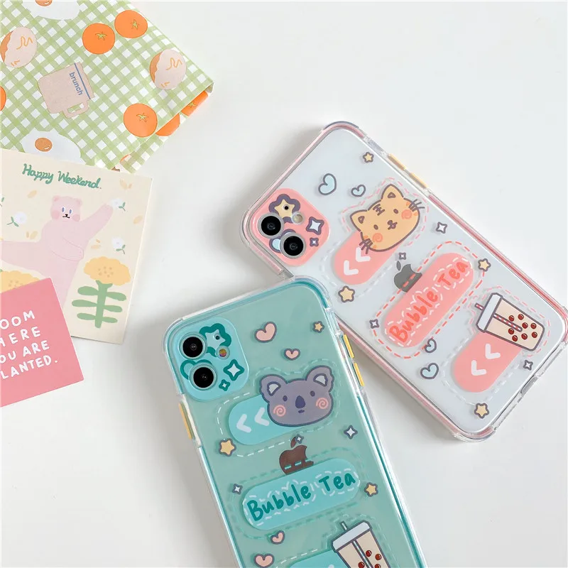 Cartoon Milk Tea animals Phone Case For iphone 12 11 Pro XS MAX X XR 2020 SE 7 8 plus Clear soft TPU Back silicon Cover capa
Cartoon Milk Tea animals Phone Case For iphone 12 11 Pro XS MAX X XR 2020 SE 7 8 plus Clear soft TPU Back silicon Cover capa