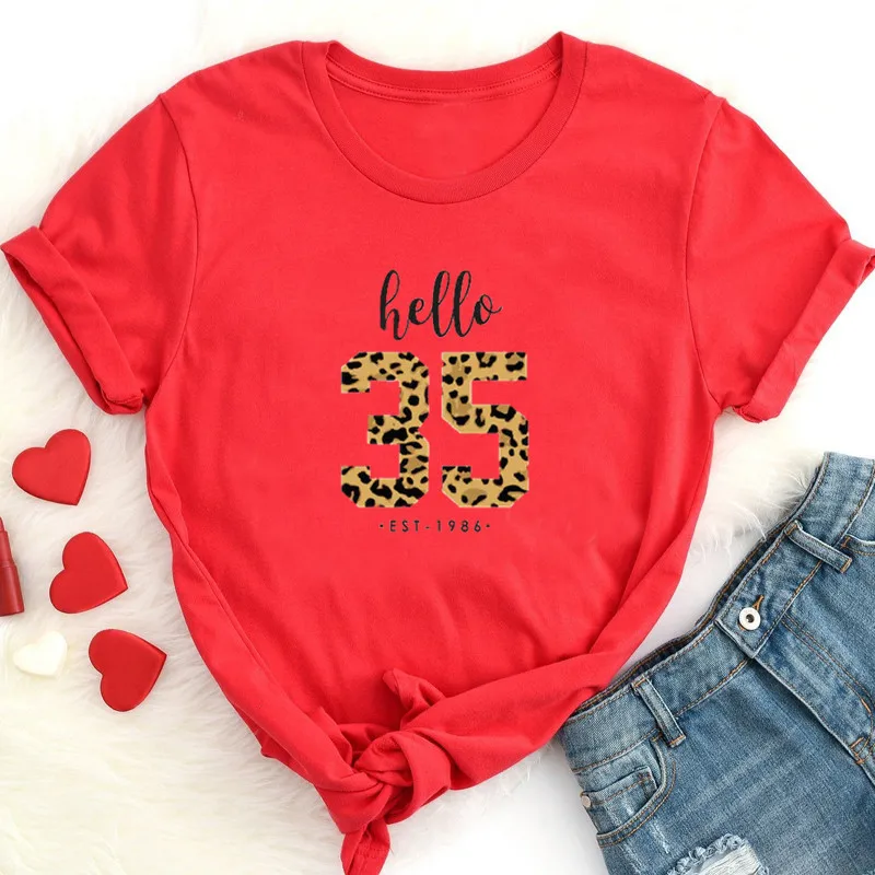 Hello 35 Birthday Tshirt Leopard 1986 Leopard 35th Short Sleeve 100%cotton harajuku Give gifts Girl Top Streetwear Drop shipping
Hello 35 Birthday Tshirt Leopard 1986 Leopard 35th Short Sleeve 100%cotton harajuku Give gifts Girl Top Streetwear Drop shipping