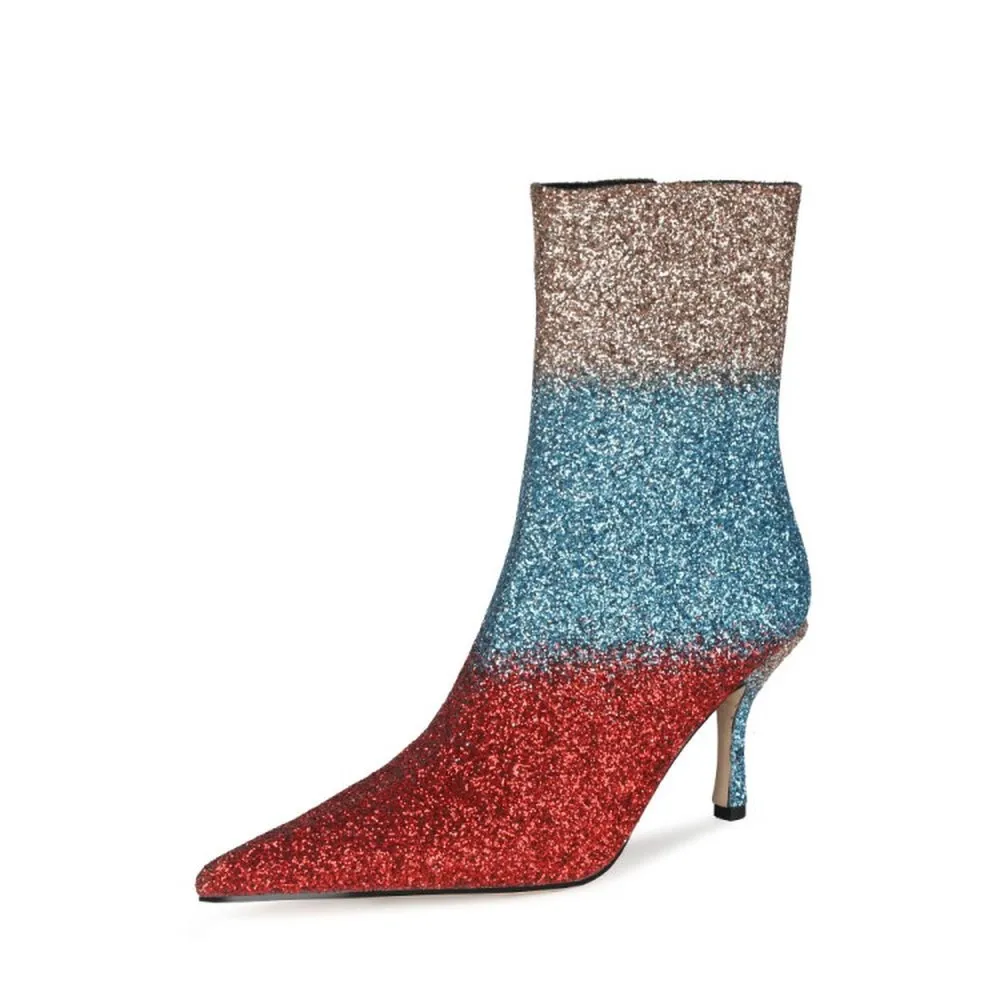 Hot Sale Womens Pointy Toe Rainbow Colors Sequins Bling Ankle Boots Stilettos High Heel Luxury Shoes Plus Size New 2021
Hot Sale Womens Pointy Toe Rainbow Colors Sequins Bling Ankle Boots Stilettos High Heel Luxury Shoes Plus Size New 2021