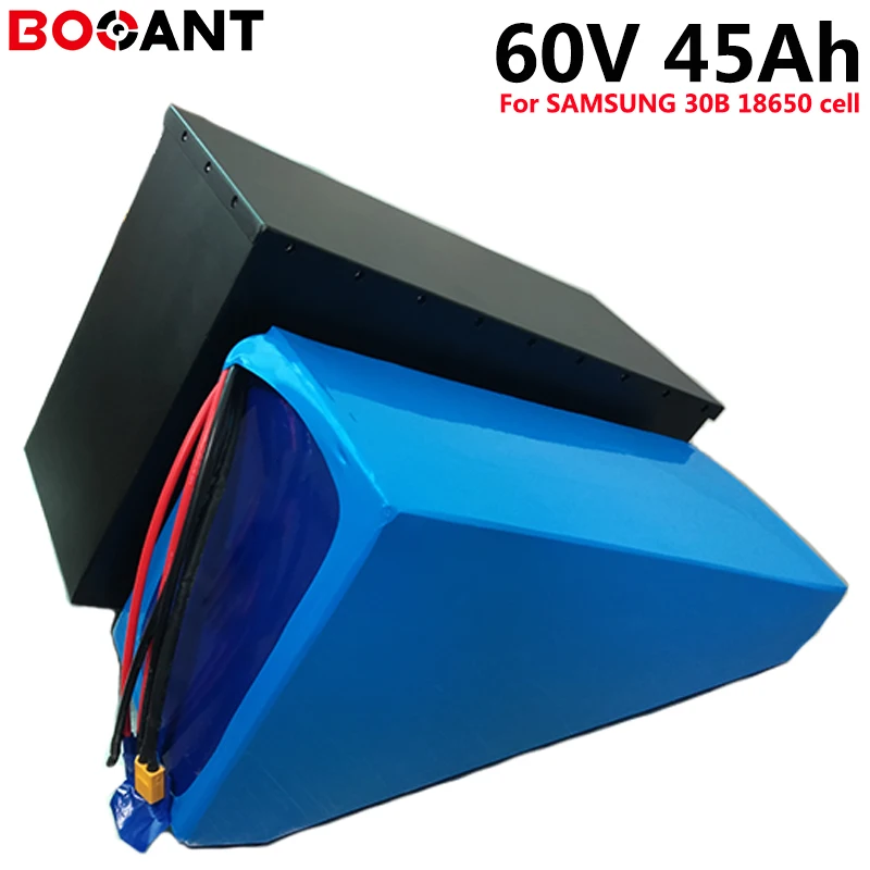 60V 45Ah 3000W треугольный литий ионный аккумулятор для samsung 18650 cell 16S 15P 2000W