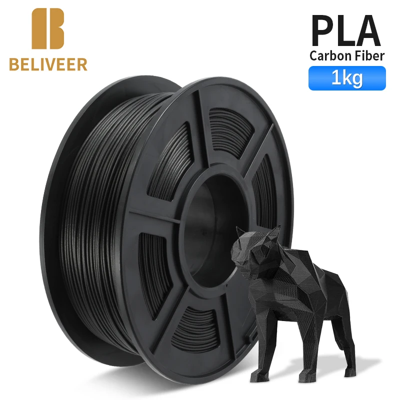 

PLA Carbon Fiber Filament For 3D Printer 1.75mm 1KG With Spool Non-Toxic For All 3D Printer&3D Pen Tolerance +/-0.02MM BELIVEER