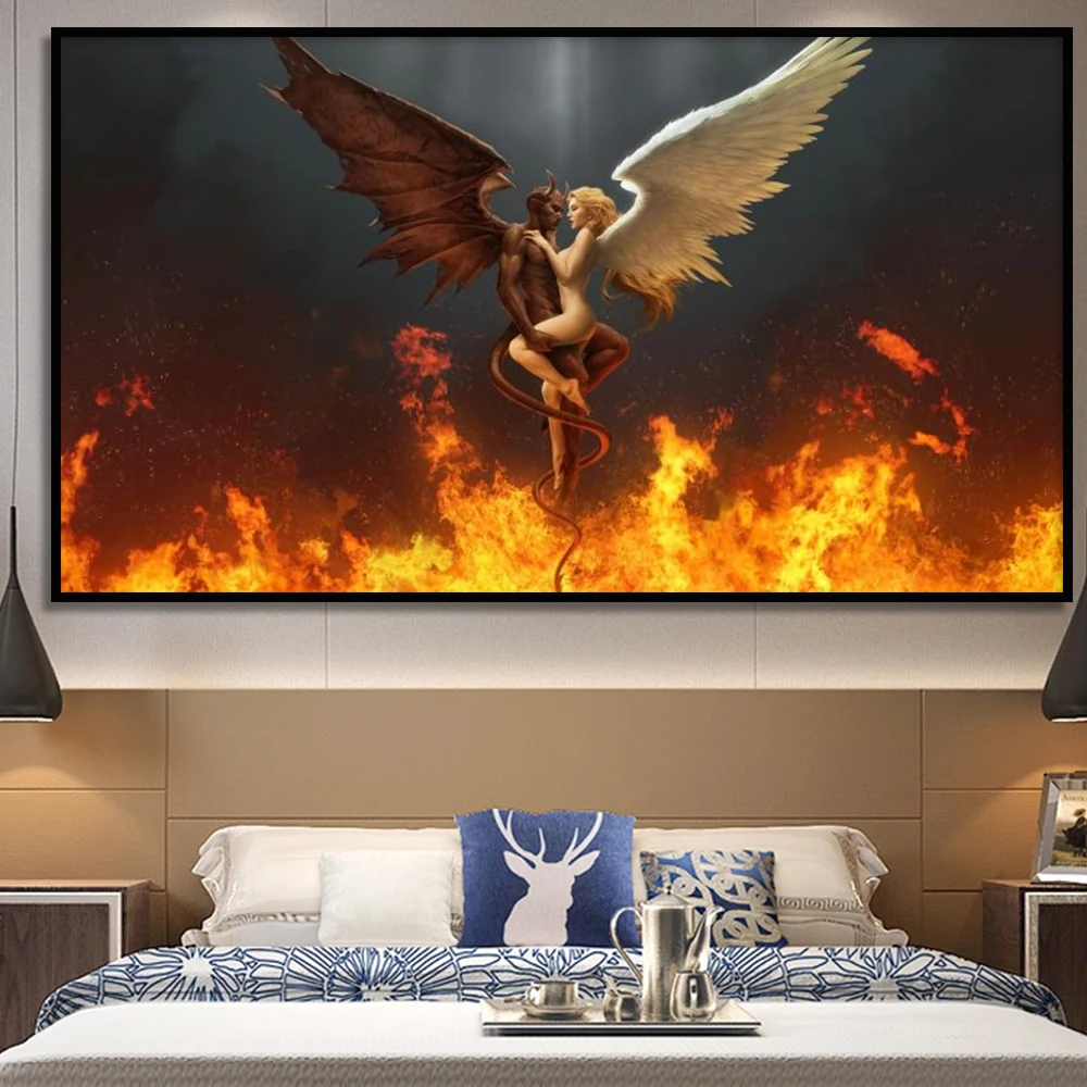 Devil and Love Angel Black and White Angel Wings Canvas Painting Wall art posters and prints Room living room decoration paintin
Devil and Love Angel Black and White Angel Wings Canvas Painting Wall art posters and prints Room living room decoration paintin