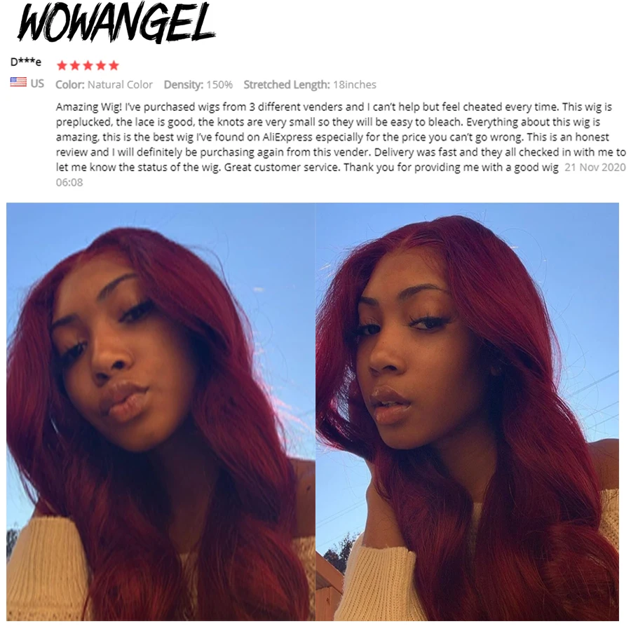 13X6 Ombre 99j Burgundy Lace Front Wig Colored Human Hair Wigs ForWomen Brazilian Remy Hair Wigs Bleachedknots Preplucked Wig
13X6 Ombre 99j Burgundy Lace Front Wig Colored Human Hair Wigs ForWomen Brazilian Remy Hair Wigs Bleachedknots Preplucked Wig