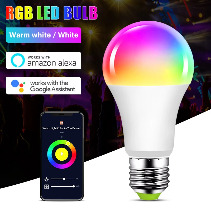 Wifi Smart Led Light Bulb E27 E26 B22 Tuya Smart Bulb Siri Voice Control Lamp 85-220V RGBCW Light 15W Alexa Wifi Bulb For Home
Wifi Smart Led Light Bulb E27 E26 B22 Tuya Smart Bulb Siri Voice Control Lamp 85-220V RGBCW Light 15W Alexa Wifi Bulb For Home