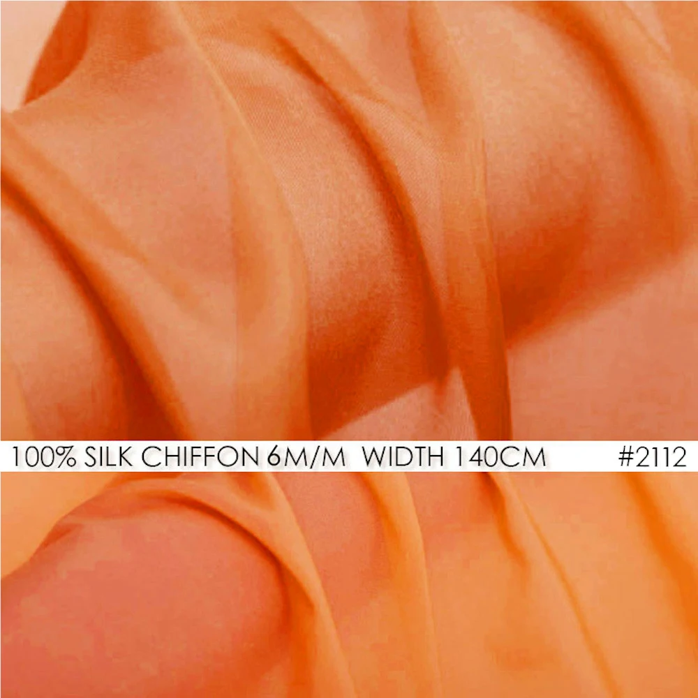 100% SILK CHIFFON FABRIC 5mm Width55"-140cm Natural Silk Fabrics Women Chiffon Dress Orange Color
100% SILK CHIFFON FABRIC 5mm Width55"-140cm Natural Silk Fabrics Women Chiffon Dress Orange Color
