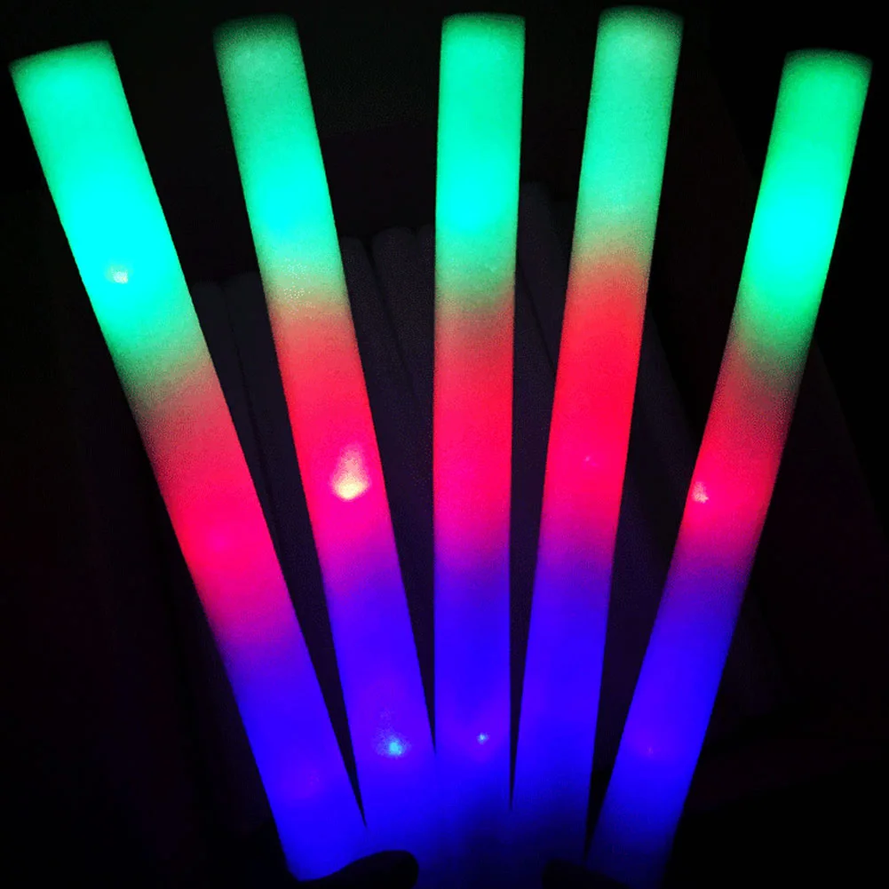 5Pcs DJ Flashing Glowing Stick Concert Party Rave LED Light Wands Foam Batons Glow in the Dark Toy Novelty toy for children gift | Игрушки и