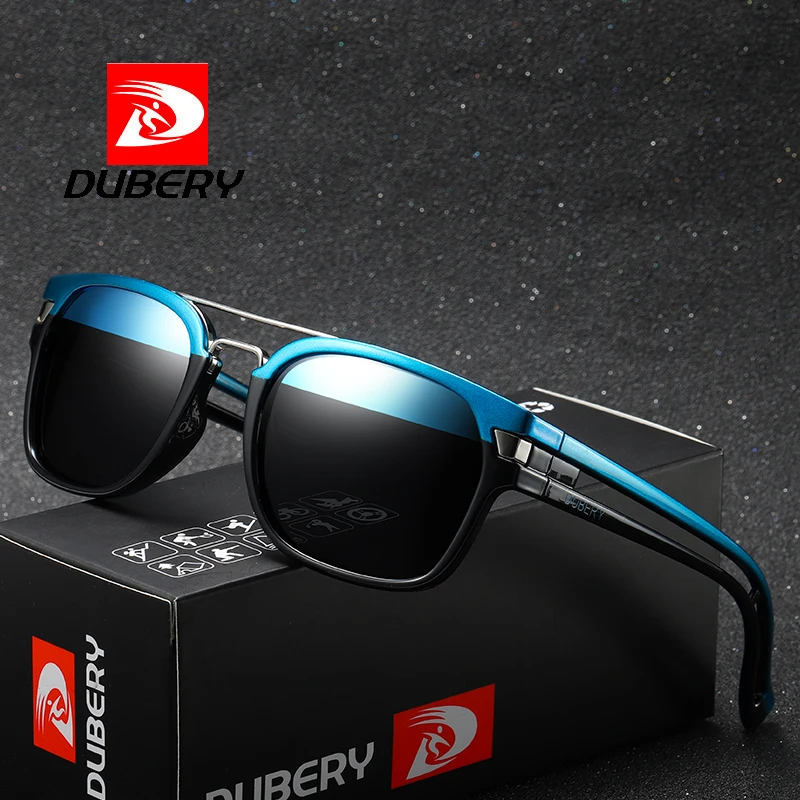 

DUBERY Trendy Sunglasses Men Square Polarized Fashion Cool Glasses Sports Traveling Driving Black Shades Sunglass With Box