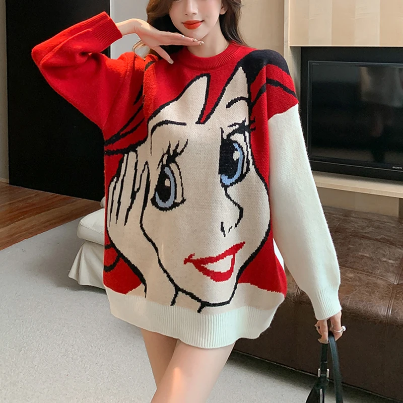 New Vintage Women Sweater Y2k Streetwear Cartoon Mermaid Pullover Baggy Jumper Long Sleeve Top Female Cashemere Feminina Mujer
New Vintage Women Sweater Y2k Streetwear Cartoon Mermaid Pullover Baggy Jumper Long Sleeve Top Female Cashemere Feminina Mujer