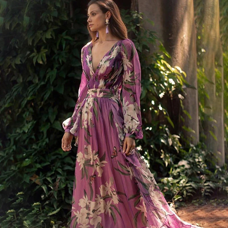 Women Sexy Deep V-neck Long-sleeved Printed Dress 2021 Summer British Fashion Casual Beach Wear Streetwear Elegant Party Dresses
Women Sexy Deep V-neck Long-sleeved Printed Dress 2021 Summer British Fashion Casual Beach Wear Streetwear Elegant Party Dresses