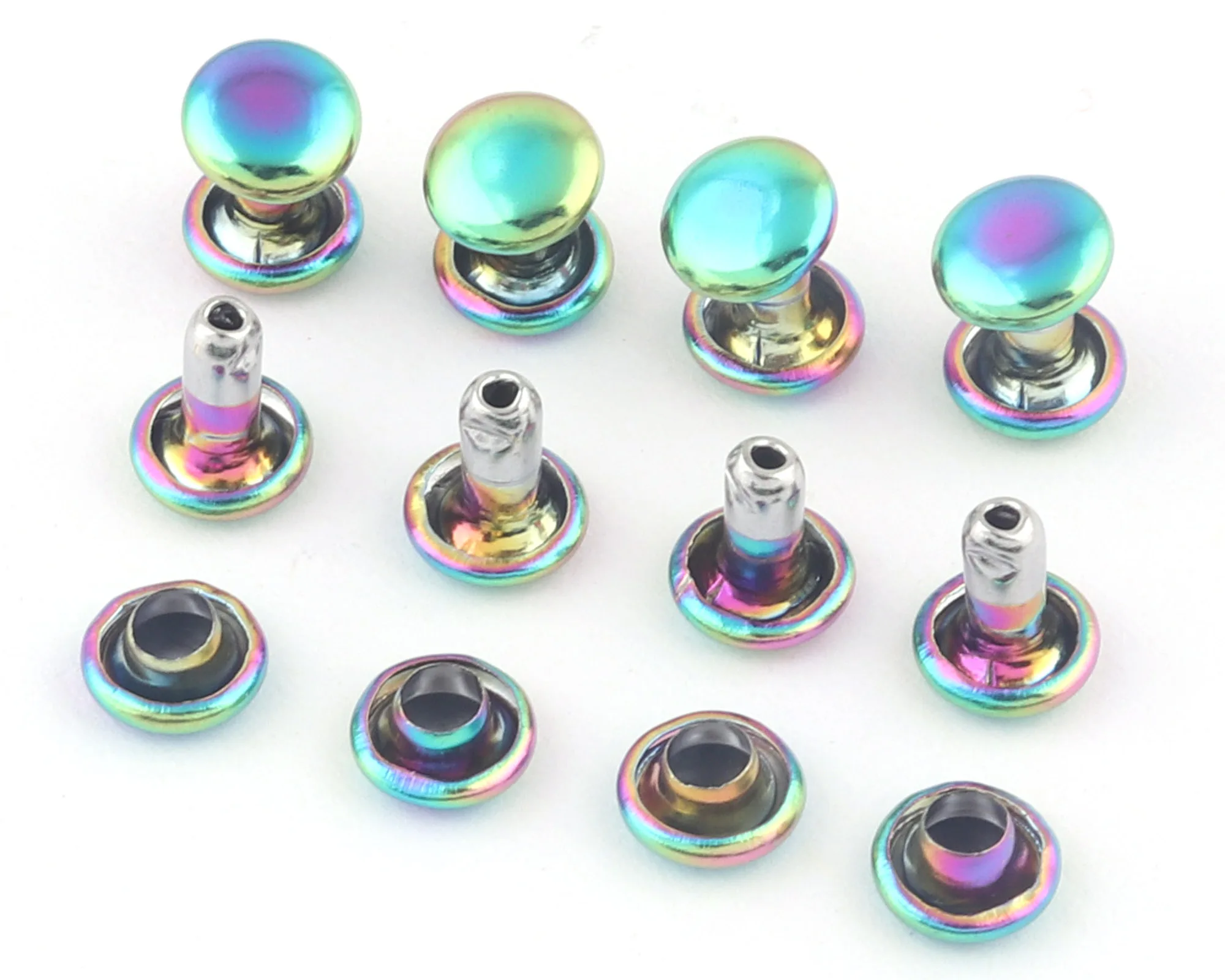 6mm Rainbow Metal Double Cap Buttons Round Jewelry Rapid Rivets Studs For Purse Bags Handbags Shoes Jeans Belts Leather 50sets
6mm Rainbow Metal Double Cap Buttons Round Jewelry Rapid Rivets Studs For Purse Bags Handbags Shoes Jeans Belts Leather 50sets