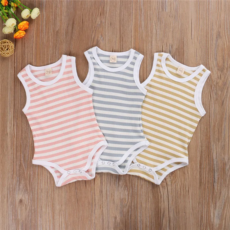 Baby Boy Girl Romper Striped Pattern Sleeveless Classical Round Neck Button Closure Jumpsuit Unisex Knitted Summer Baby Romper
Baby Boy Girl Romper Striped Pattern Sleeveless Classical Round Neck Button Closure Jumpsuit Unisex Knitted Summer Baby Romper