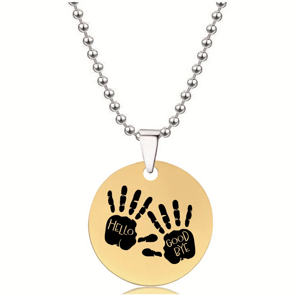 BLINGPAW Stainless Steel Pendant Neckalce Hellow Goodbye Hands Prints Keychain Bag Ornaments Tag Gold Black Silver
BLINGPAW Stainless Steel Pendant Neckalce Hellow Goodbye Hands Prints Keychain Bag Ornaments Tag Gold Black Silver