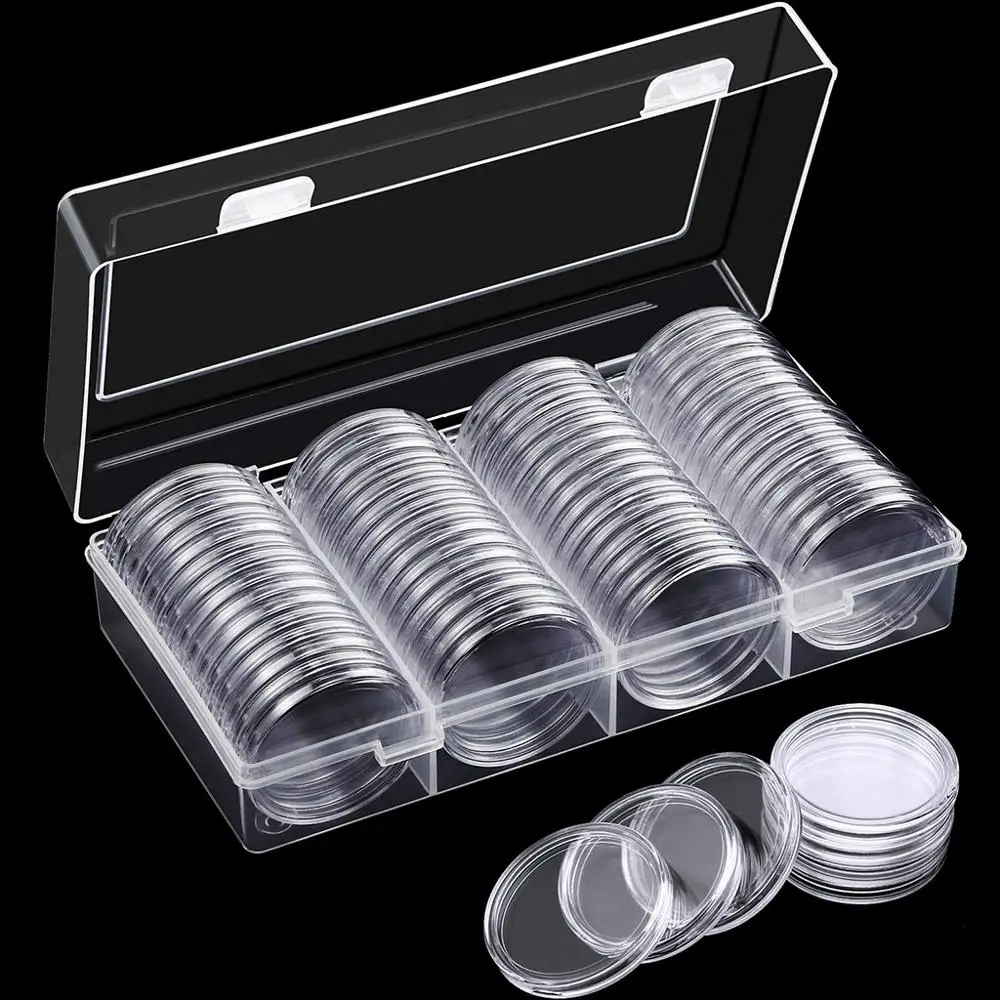 60Pcs Clear 41mm Coin Capsule Storage Case Holder with Organizer Box for Silver Eagle Coins Container Collection Supplies
60Pcs Clear 41mm Coin Capsule Storage Case Holder with Organizer Box for Silver Eagle Coins Container Collection Supplies