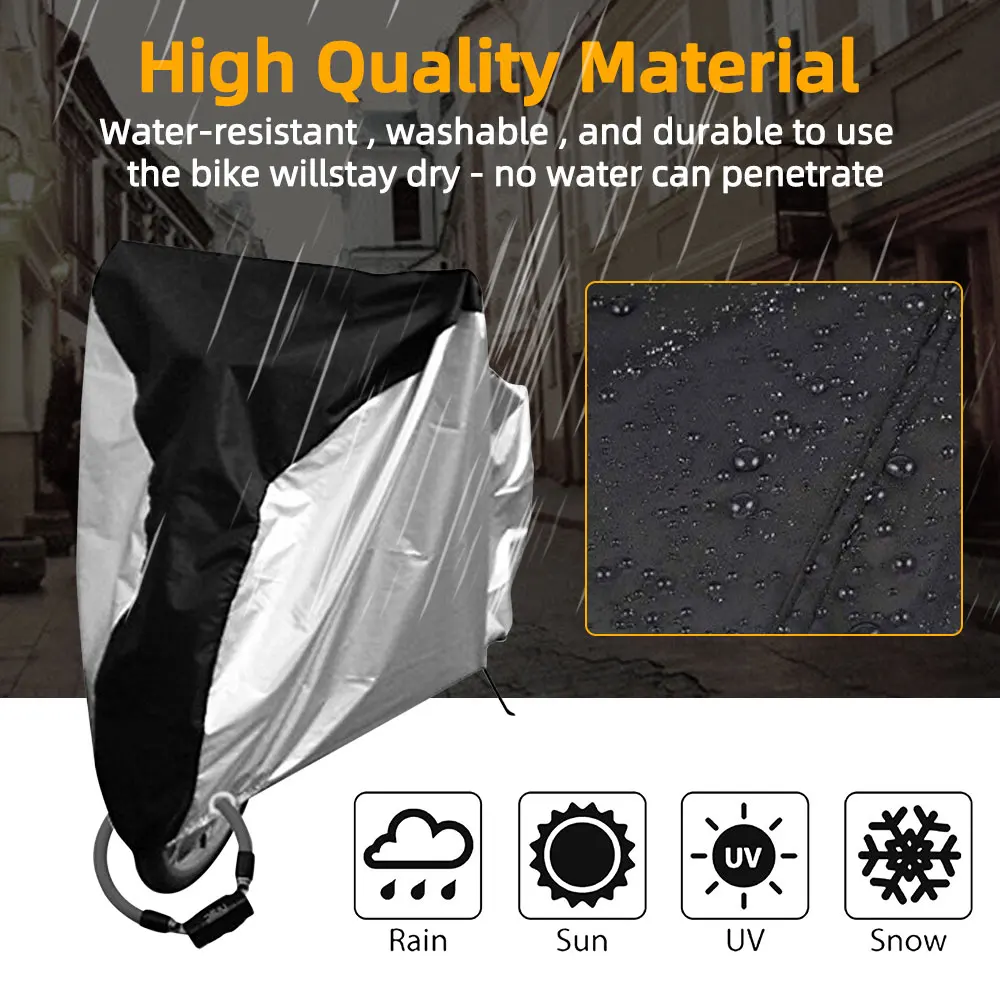 Bike Cover Waterproof Bicycle Outdoor Protective Gear Storage Rain Snow Dust Weather Protector for Motorcycle Scooter Bicycle
Bike Cover Waterproof Bicycle Outdoor Protective Gear Storage Rain Snow Dust Weather Protector for Motorcycle Scooter Bicycle