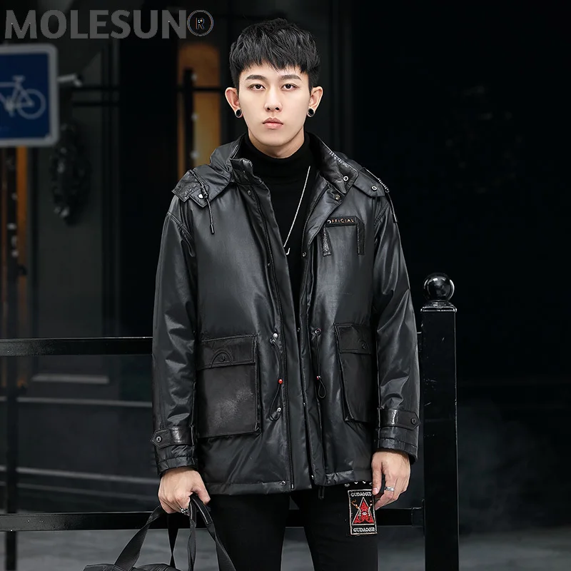 AKOOSUN Men's Genuine Cowhide Leather Jacket Men Down Jackets Mid-length Hooded Coat Winter Motorcycle Parka Chaquetas LXR1016
AKOOSUN Men's Genuine Cowhide Leather Jacket Men Down Jackets Mid-length Hooded Coat Winter Motorcycle Parka Chaquetas LXR1016