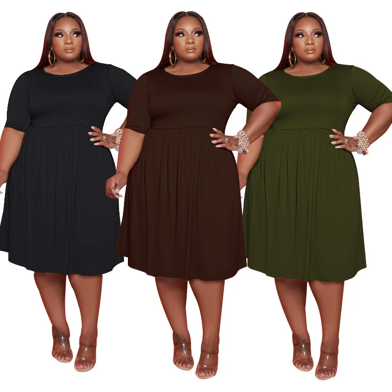 Plus Size 4XL 5XL Dresses For Women Causal High Waist A Line Mid Calf Fashion Solid Evening Night Party Elegant Vestidos Mujer
Plus Size 4XL 5XL Dresses For Women Causal High Waist A Line Mid Calf Fashion Solid Evening Night Party Elegant Vestidos Mujer