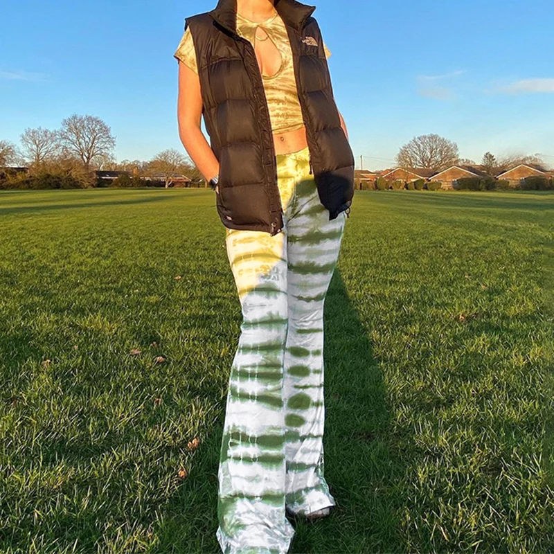 Green Striped Tie Dye Printed Y2K Flare Pants For Women Fashion 2021Summer Elastic High Waist Trousers Female Sweatpant Capris
Green Striped Tie Dye Printed Y2K Flare Pants For Women Fashion 2021Summer Elastic High Waist Trousers Female Sweatpant Capris
