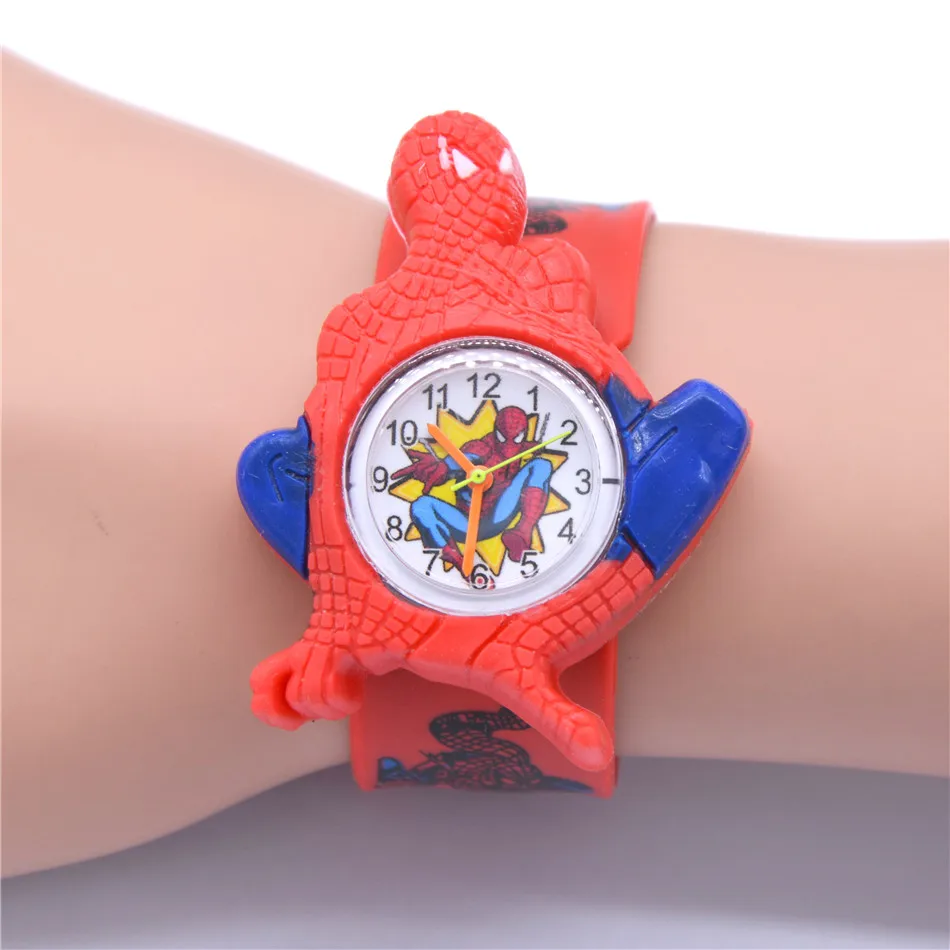 Фото Детские часы с 3d изображением Человека паука для мальчиков и девочек детские