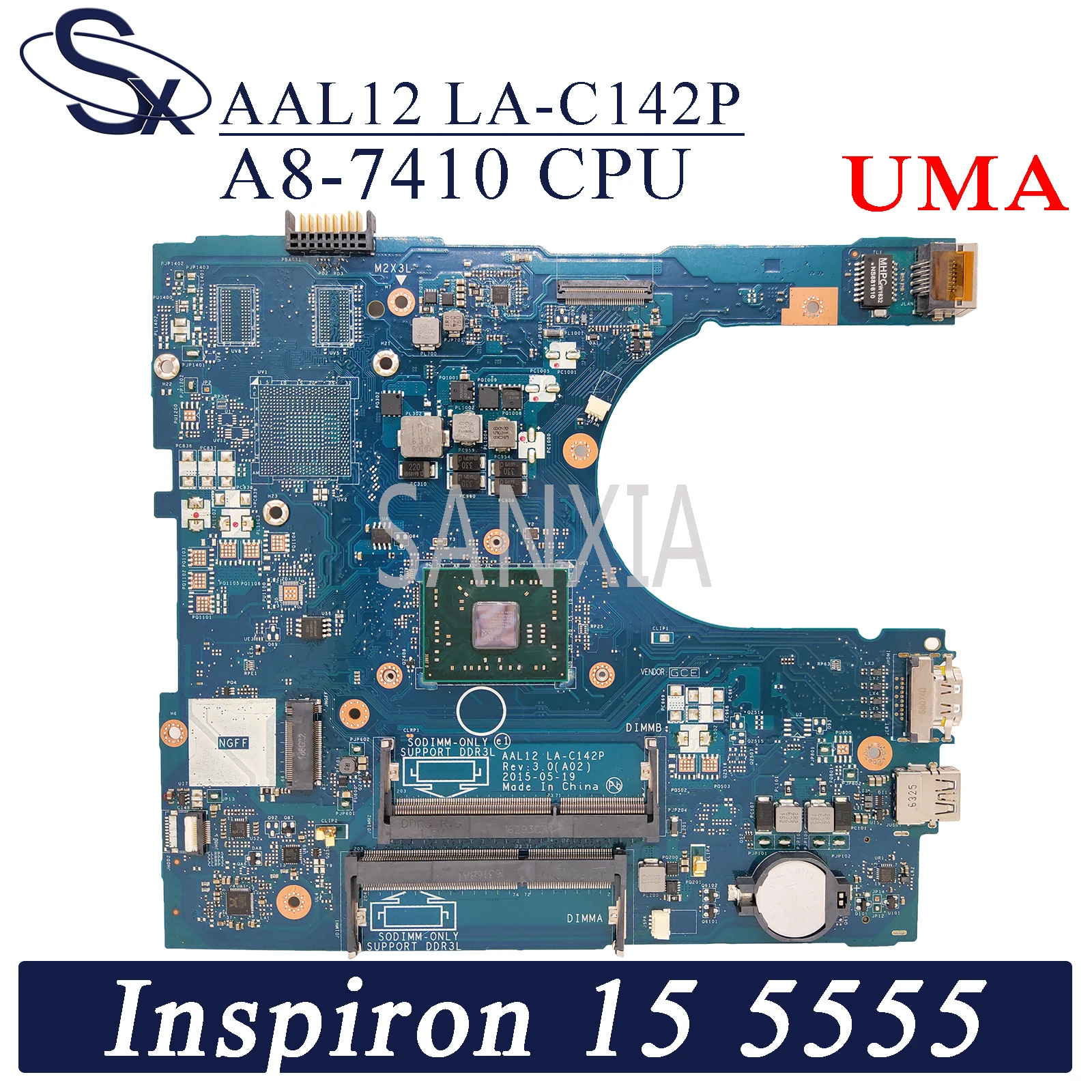 KEFU AAL12 LA-C142P Laptop motherboard for Dell Inspiron 15-5555 14-5455 original mainboard A8-7410 CPU UMA
KEFU AAL12 LA-C142P Laptop motherboard for Dell Inspiron 15-5555 14-5455 original mainboard A8-7410 CPU UMA