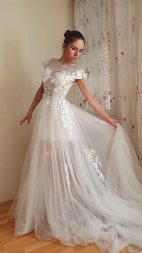 Wedding Dresses Flowers Appliques Tulle Princess A Line Bridal Gowns Long Vestido De Noiva Brautkleider Vintage Robe De Mariee 
Wedding Dresses Flowers Appliques Tulle Princess A Line Bridal Gowns Long Vestido De Noiva Brautkleider Vintage Robe De Mariee