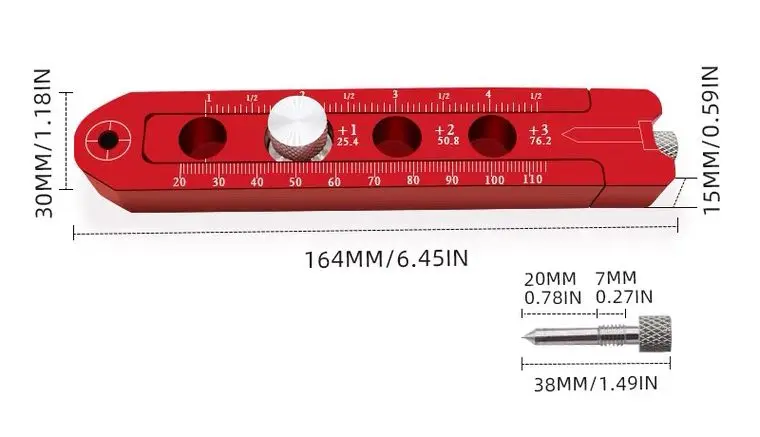 

Metric/inch Woodworking scribing Center Finder ruler scribing Circle ruler Woodworking Gauge Compass Measuring Tools