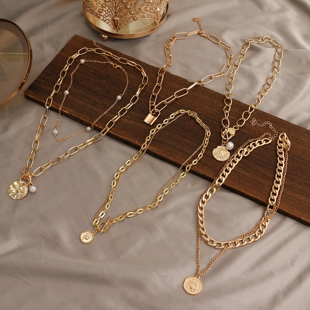 Multi Layer Lock Portrait Pendant Necklaces Set For Women Gold Metal Key Heart Necklace Neck Chain Trendy Design Fashion Jewelry
Multi Layer Lock Portrait Pendant Necklaces Set For Women Gold Metal Key Heart Necklace Neck Chain Trendy Design Fashion Jewelry