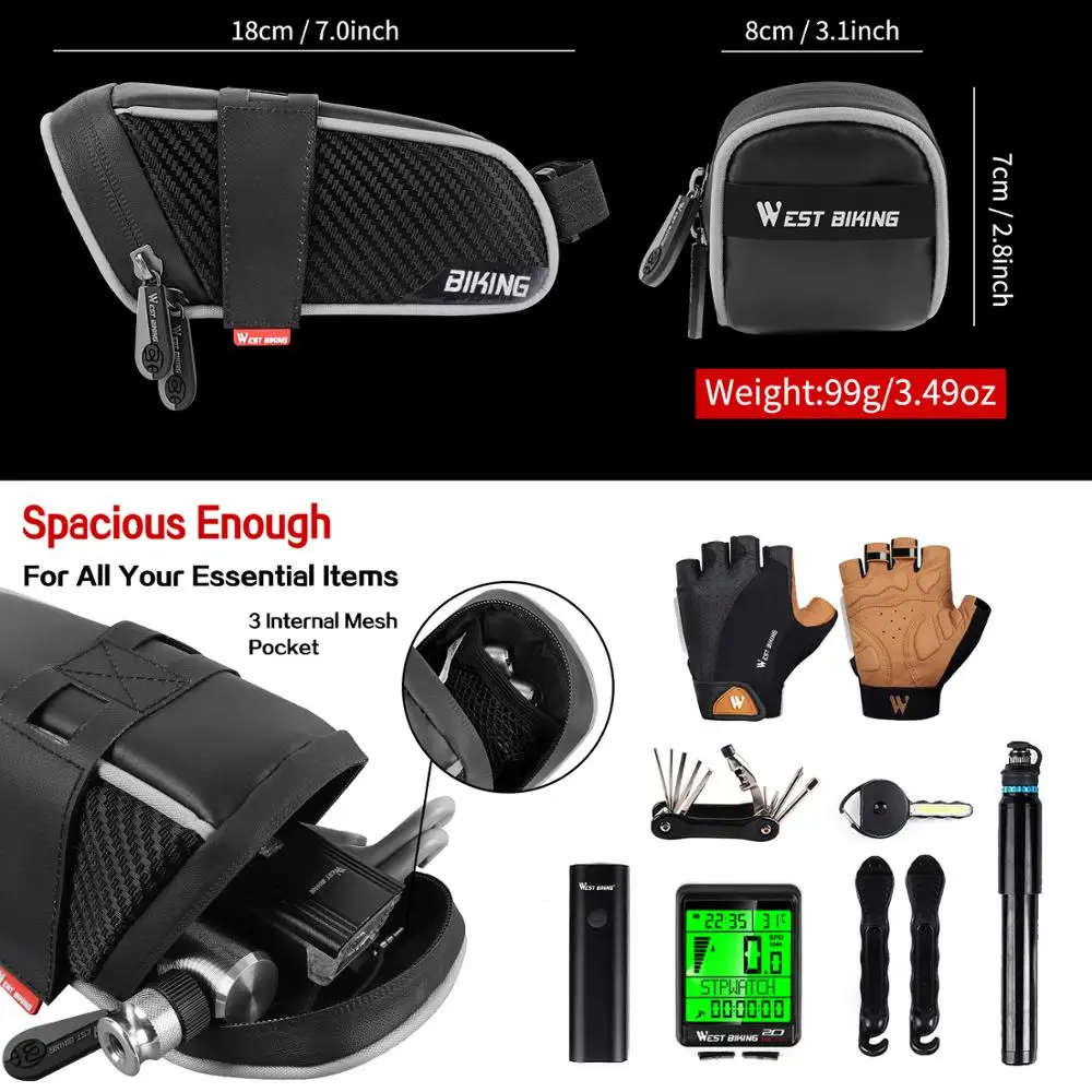 WEST BIKING Waterproof Bike Seat Bag Cycling Accessories MTB Bike Bicycle Saddle Bag Reflective Pannier Rear Bike Seatpost Bags
WEST BIKING Waterproof Bike Seat Bag Cycling Accessories MTB Bike Bicycle Saddle Bag Reflective Pannier Rear Bike Seatpost Bags