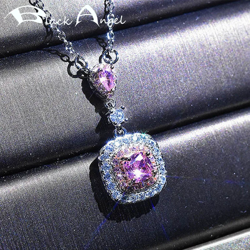 BLACK ANGEL Female 925 Sterling Silver Luxury Water Drop Square Pink Gemstone Citrine Pendant Necklace for Women Wedding Jewelry
BLACK ANGEL Female 925 Sterling Silver Luxury Water Drop Square Pink Gemstone Citrine Pendant Necklace for Women Wedding Jewelry