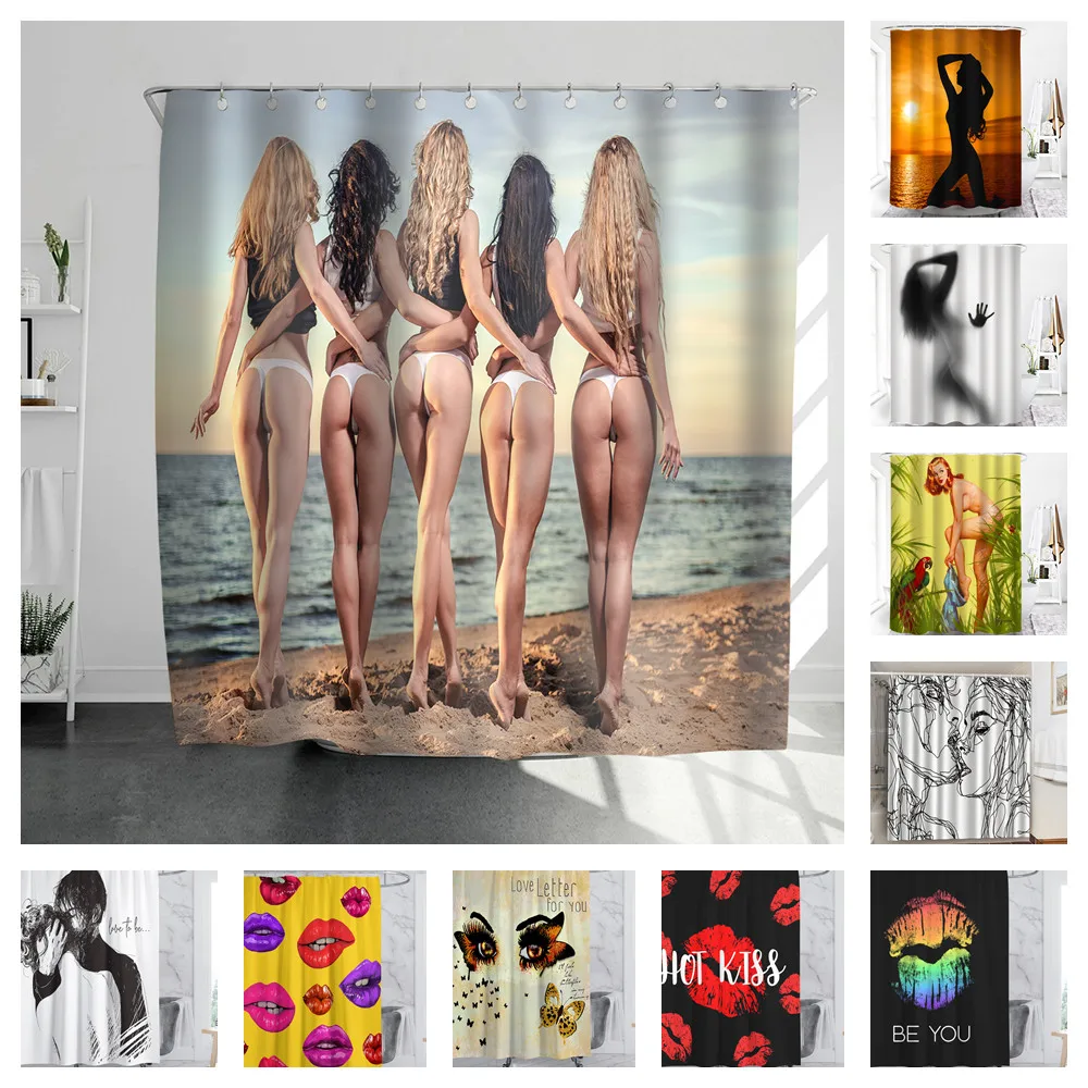 Sexy Women Bikini Waterproof Shower Curtain Man Woman Kissing High Quality Polyester Original Bathroom Curtains Rideau De Bain
Sexy Women Bikini Waterproof Shower Curtain Man Woman Kissing High Quality Polyester Original Bathroom Curtains Rideau De Bain