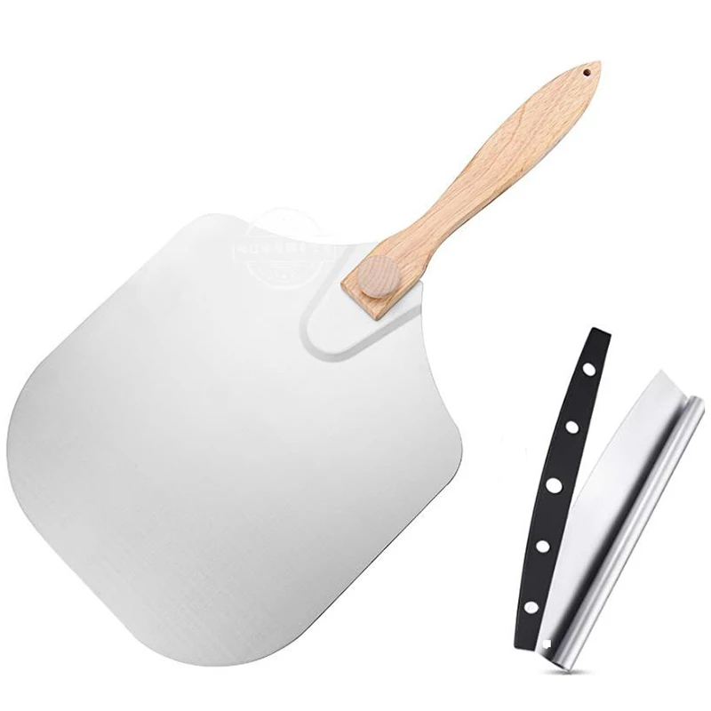 2 Pieces Pizza Peel Foldable Wooden Handle Pizza Peel and Stainless Steel Pizza Cutter Rocker Knife with Blade Cover
2 Pieces Pizza Peel Foldable Wooden Handle Pizza Peel and Stainless Steel Pizza Cutter Rocker Knife with Blade Cover