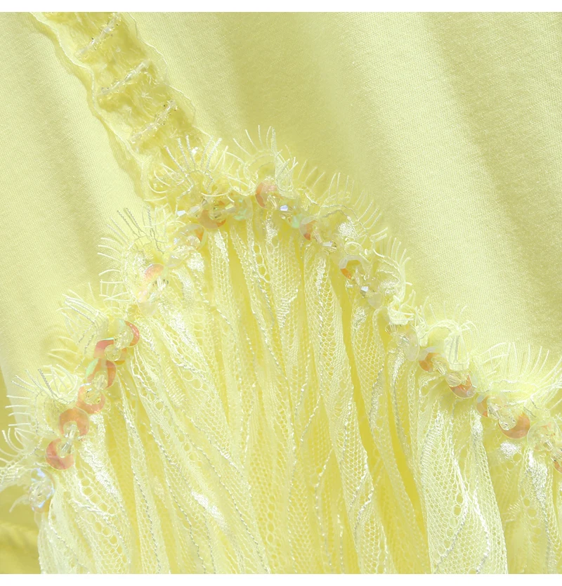 Mesh Stitching T-shirt for Woman 2020 Summer Loose T Shirt Fashion Beaded Sequin Short-Sleeved T-shirt Ladies Tops Yellow Tee
Mesh Stitching T-shirt for Woman 2020 Summer Loose T Shirt Fashion Beaded Sequin Short-Sleeved T-shirt Ladies Tops Yellow Tee