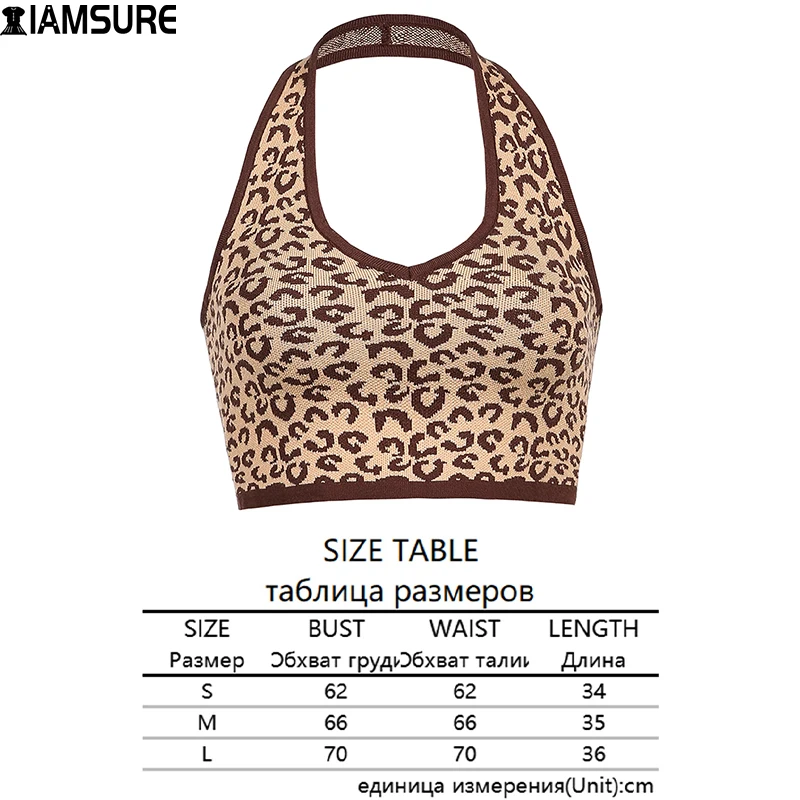 IAMSURE Animal Leopard Print Backless Halter Top Holiday Sleeveless V-Neck Knited Crop Tops Beach Style Casual Streetwear Tanks
IAMSURE Animal Leopard Print Backless Halter Top Holiday Sleeveless V-Neck Knited Crop Tops Beach Style Casual Streetwear Tanks