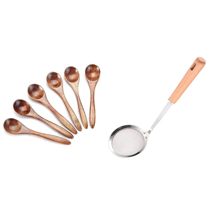 Small Wooden Spoons, 6Pcs Wooden Teaspoon With Oil Filter Spoon, Fine Mesh Filter With Wooden Handle
Small Wooden Spoons, 6Pcs Wooden Teaspoon With Oil Filter Spoon, Fine Mesh Filter With Wooden Handle