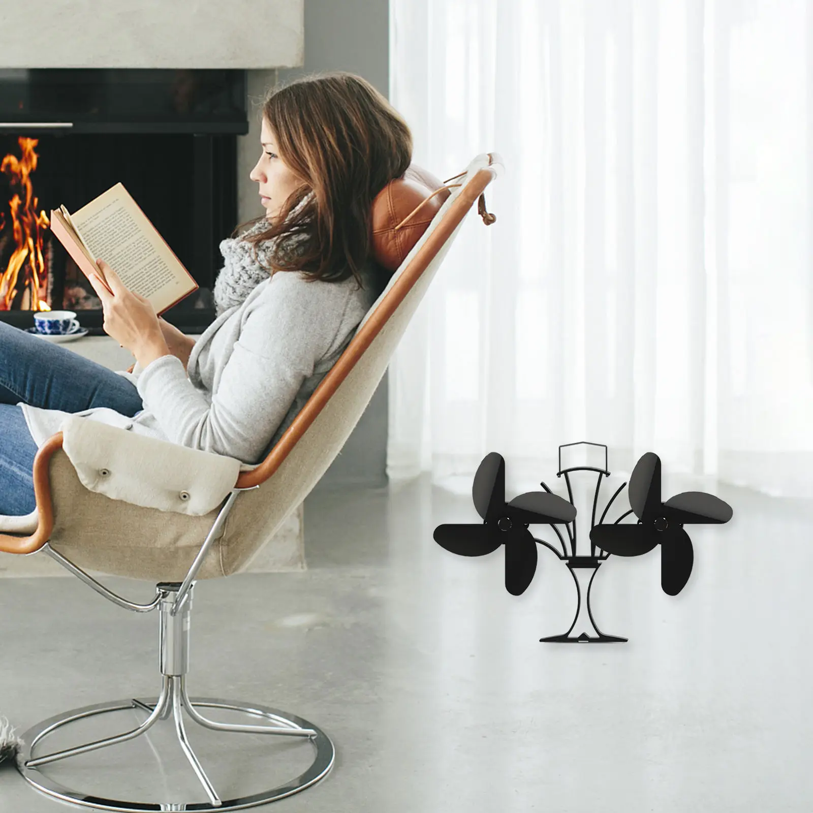Portable Fireplace Fan 2 Motor 4 Blades Thermal Power Stove Fan Wood Stove Burner Heating Stove Fan for Indoor Home
Portable Fireplace Fan 2 Motor 4 Blades Thermal Power Stove Fan Wood Stove Burner Heating Stove Fan for Indoor Home